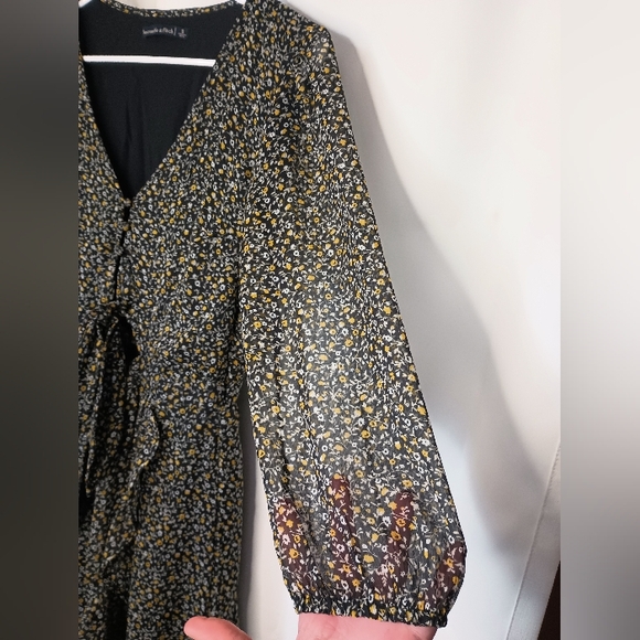 Abercrombie Fitch Ditsy Floral Maxi Dress Small Ruffle Faux Wrap Cottagecore - Picture 3 of 13